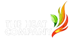 the heat company logo - the next next to a flame with a leaf pattern in one of the flames